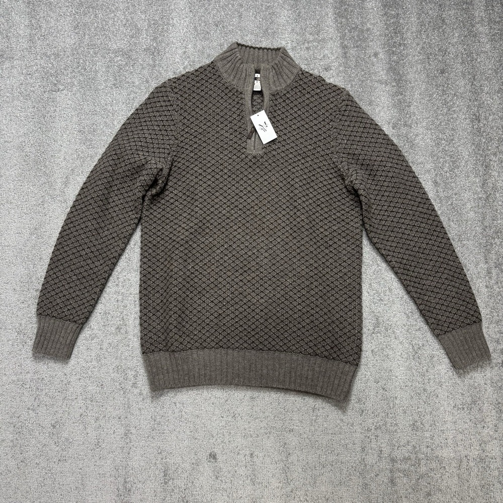 NWT Joseph Abboud Mens Large Heritage Knit Wool Blend Sweater 1/4 Zip MSRP $130